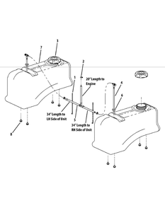 Fuel Tank Assembly Diagram and Parts List for M60-KW (53AI8CT6050-31HP-OHV)(2010) Cub Cadet Lawn Tractor